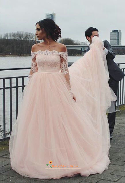 Ball Gown Off Shoulder Long Sleeve ...